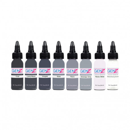 Intenze Ink Gen-Z - Power Grey Set (8x 30 ml)